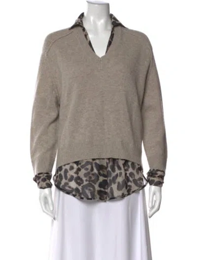 Pre-owned Brochu Walker Wool Animal Print Sweater In Gray