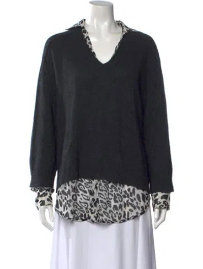 Pre-owned Brochu Walker Wool Animal Print Sweater In Gray
