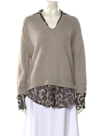 Pre-owned Brochu Walker Wool Animal Print Sweater In Neutral