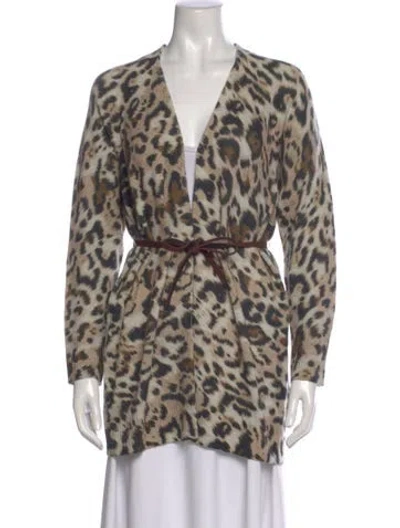 Pre-owned Brochu Walker Wool Animal Print Sweater In Neutral