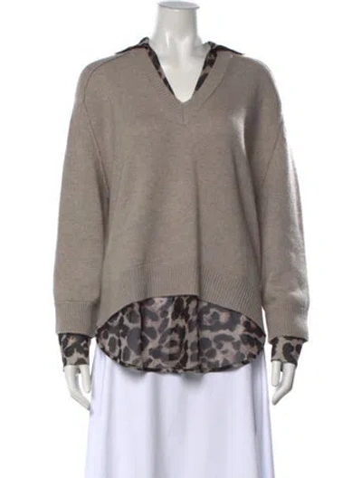 Pre-owned Brochu Walker Wool Animal Print Sweater In Neutrals