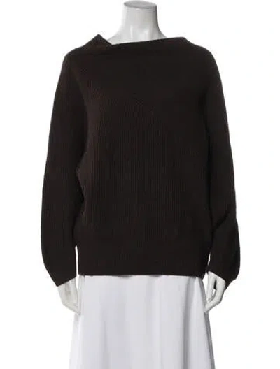 Pre-owned Brochu Walker Wool Bateau Neckline Sweater In Brown