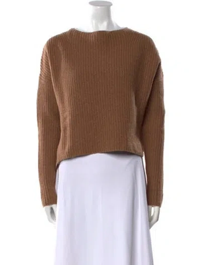 Pre-owned Brochu Walker Wool Bateau Neckline Sweater In Brown