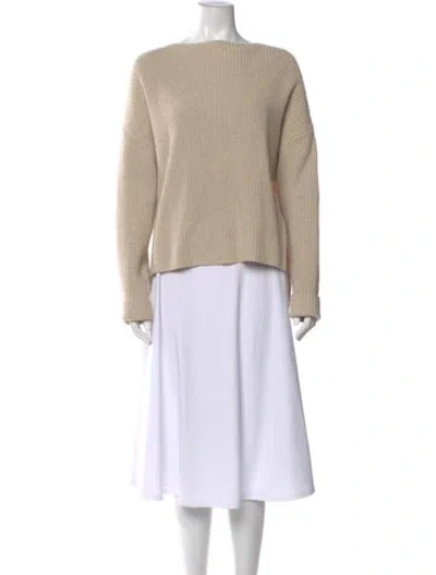 Pre-owned Brochu Walker Wool Bateau Neckline Sweater In Neutral