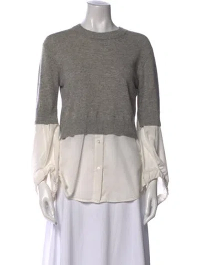 Pre-owned Brochu Walker Wool Colorblock Pattern Sweater In Gray