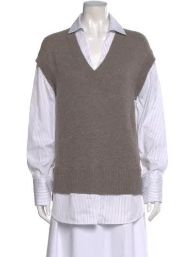 Pre-owned Brochu Walker Wool Colorblock Pattern Sweater In Gray