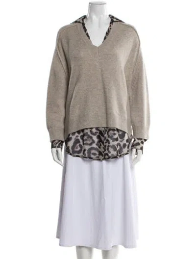 Pre-owned Brochu Walker Wool Graphic Print Sweater In Neutral