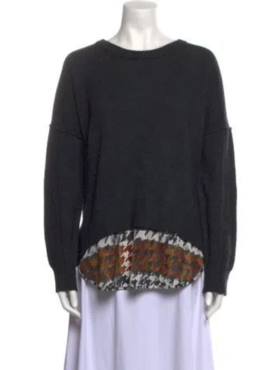Pre-owned Brochu Walker Wool Houndstooth Print Sweater In Gray