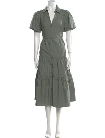 Pre-owned Brochu Walker Wool Midi Length Dress In Green