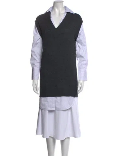 Pre-owned Brochu Walker Wool Midi Length Dress In Grey