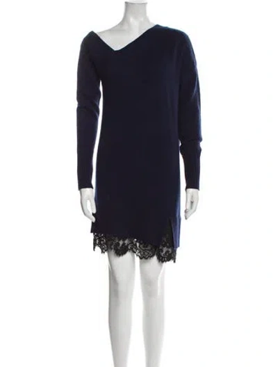 Pre-owned Brochu Walker Wool Mini Dress In Blue