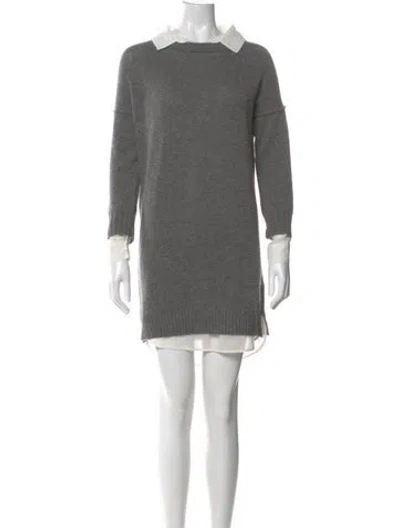 Pre-owned Brochu Walker Wool Mini Dress In Gray