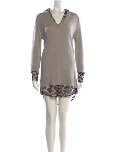 Pre-owned Brochu Walker Wool Mini Dress In Neutral
