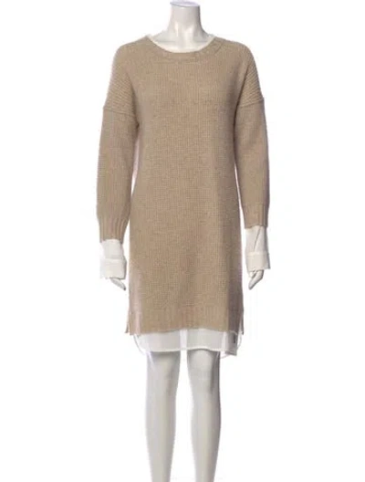 Pre-owned Brochu Walker Wool Mini Dress In Neutral