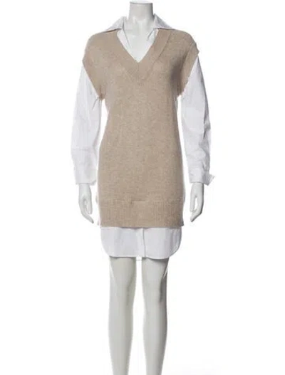 Pre-owned Brochu Walker Wool Mini Dress In White
