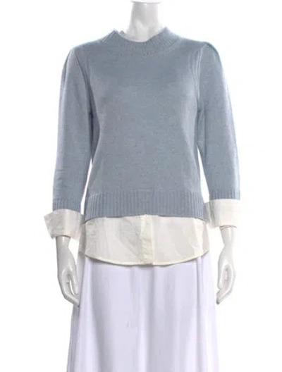 Pre-owned Brochu Walker Wool Mock Neck Sweater In Blue