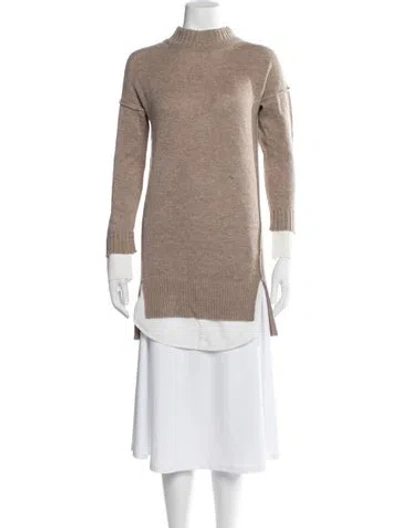 Pre-owned Brochu Walker Wool Mock Neck Sweater In Brown
