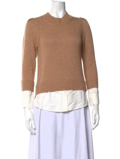 Pre-owned Brochu Walker Wool Mock Neck Sweater In Brown
