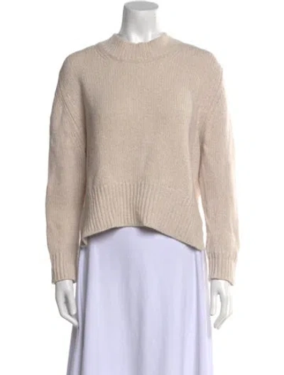 Pre-owned Brochu Walker Wool Mock Neck Sweater In Neutral