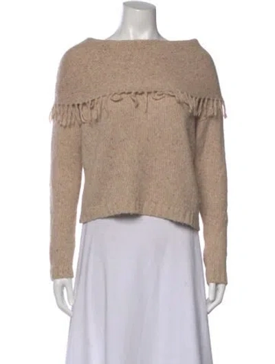 Pre-owned Brochu Walker Wool Off-the-shoulder Sweater In White