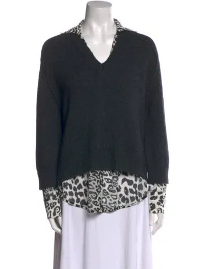 Pre-owned Brochu Walker Wool Printed Sweater In Black