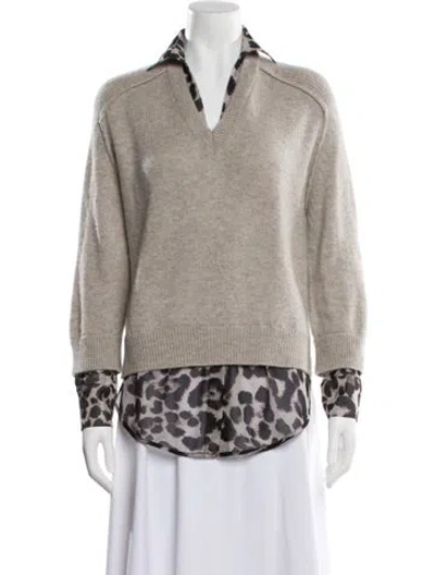 Pre-owned Brochu Walker Wool Printed Sweater In Neutral