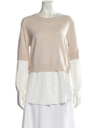 Pre-owned Brochu Walker Wool Scoop Neck Sweater In Neutral