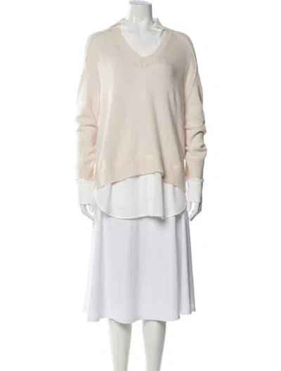 Pre-owned Brochu Walker Wool Scoop Neck Sweater In Neutral
