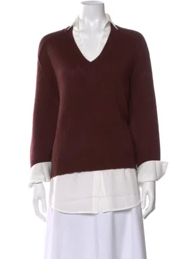 Pre-owned Brochu Walker Wool Striped Sweater In Brown