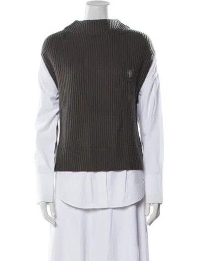 Pre-owned Brochu Walker Wool Striped Sweater In Gray