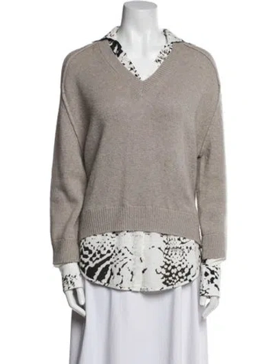 Pre-owned Brochu Walker Wool Striped Sweater In White