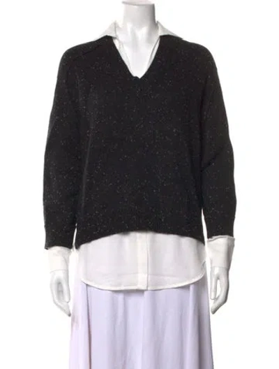Pre-owned Brochu Walker Wool Tweed Pattern Sweater In Black