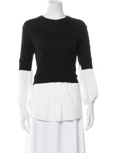 Pre-owned Brochu Walker Wool Tweed Pattern Sweater In Black