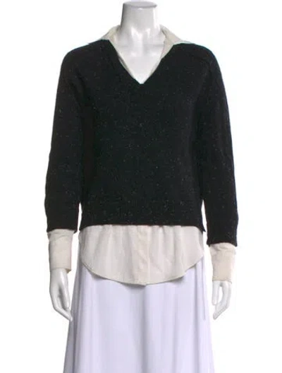 Pre-owned Brochu Walker Wool Tweed Pattern Sweater In Blue