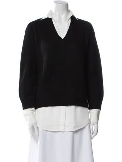 Pre-owned Brochu Walker Wool V-neck Sweater In Black