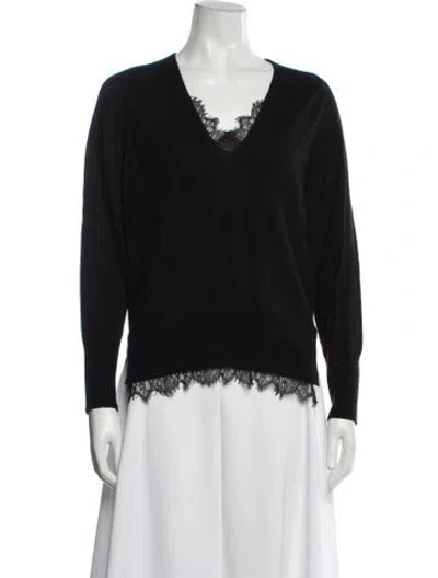 Pre-owned Brochu Walker Wool V-neck Sweater In Black