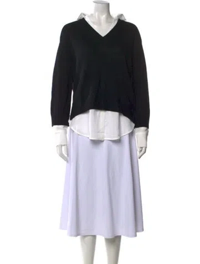 Pre-owned Brochu Walker Wool V-neck Sweater In Black
