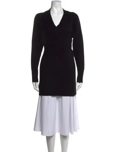 Pre-owned Brochu Walker Wool V-neck Sweater In Black