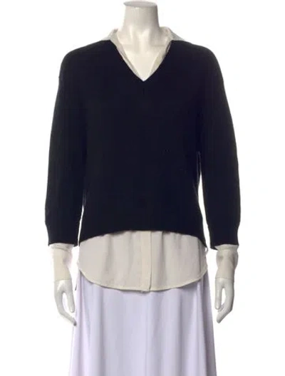 Pre-owned Brochu Walker Wool V-neck Sweater In Black/white