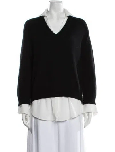 Pre-owned Brochu Walker Wool V-neck Sweater In Black/white