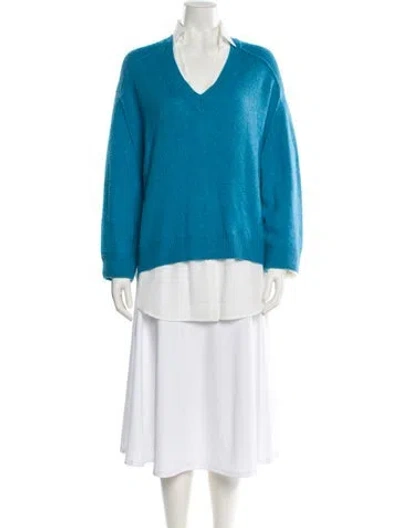 Pre-owned Brochu Walker Wool V-neck Sweater In Blue