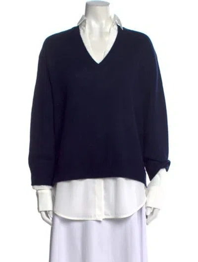 Pre-owned Brochu Walker Wool V-neck Sweater In Blue