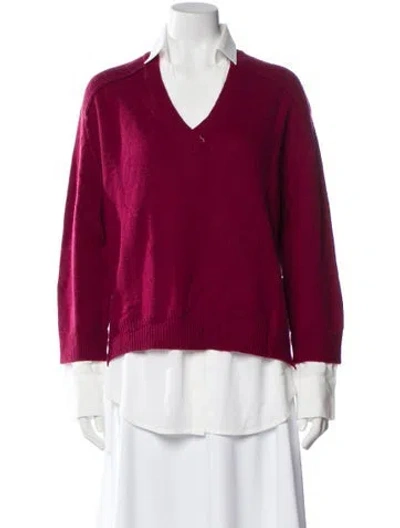 Pre-owned Brochu Walker Wool V-neck Sweater In Burgundy