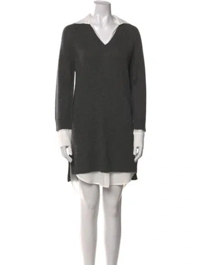Pre-owned Brochu Walker Wool V-neck Sweater In Gray