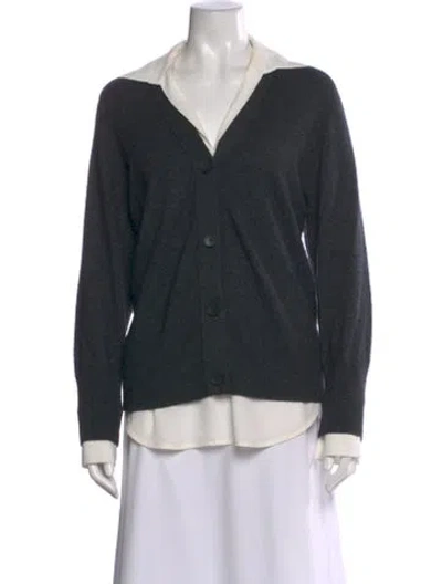 Pre-owned Brochu Walker Wool V-neck Sweater In Gray
