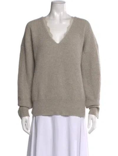 Pre-owned Brochu Walker Wool V-neck Sweater In Gray
