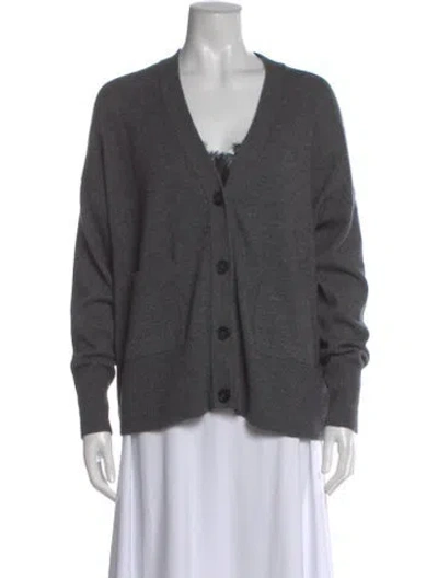 Pre-owned Brochu Walker Wool V-neck Sweater In Gray