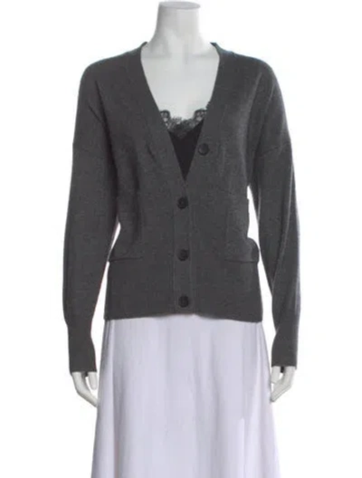 Pre-owned Brochu Walker Wool V-neck Sweater In Gray