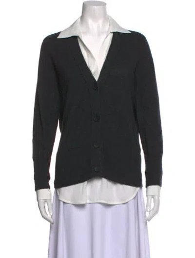 Pre-owned Brochu Walker Wool V-neck Sweater In Grey