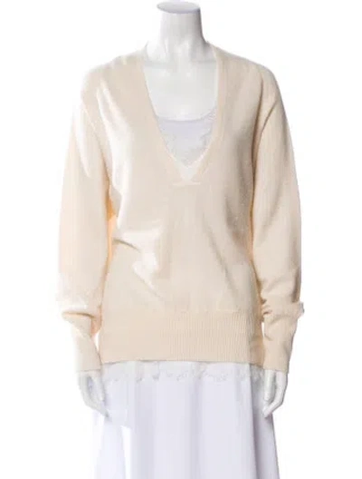 Pre-owned Brochu Walker Wool V-neck Sweater In Neutral